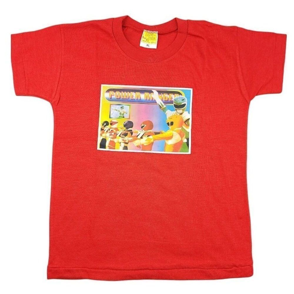 Power Rangers T Shirt Vintage 90s Superhero Iron On Youth Size Small
